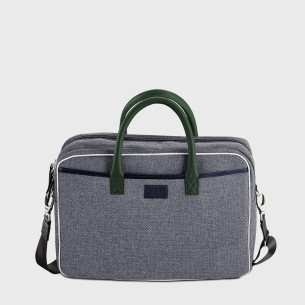 porte document homme durable en tissu et cuir bleu 2