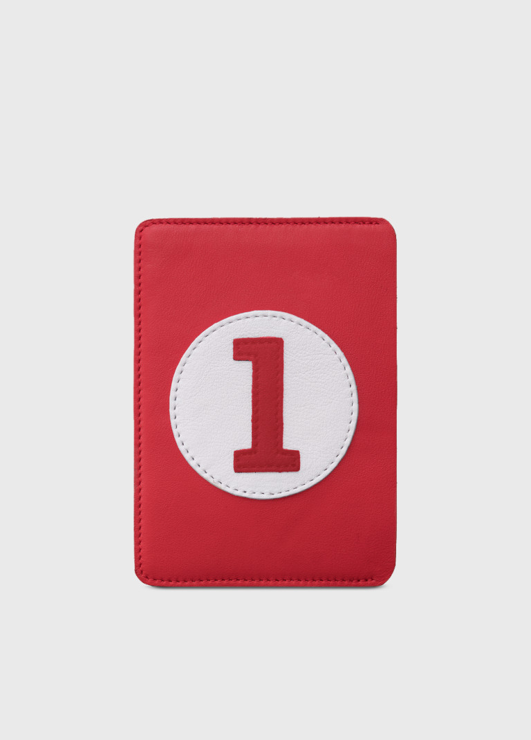 Red upcycled leather passport cover number 1