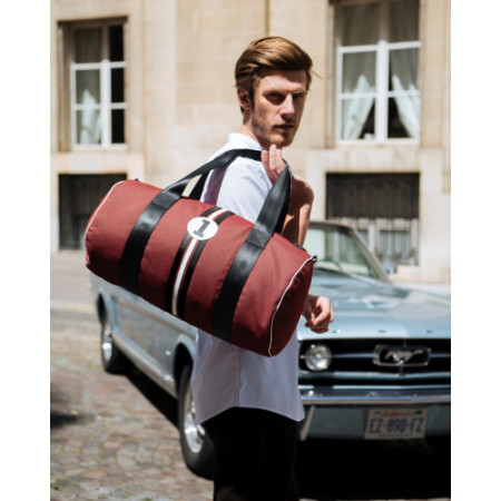 Sac de sport homme très tendance en tissu réemployé rouge