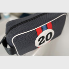 Sustainable blue wash bag for man Bobby with a car retro style