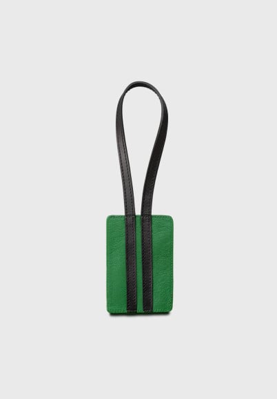 Etiquette bagage de qualité cuir luxe vert et noir