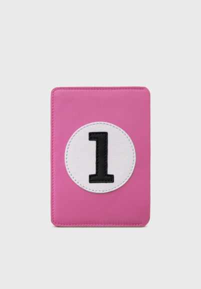 Pink upcycled leather passport cover number 1