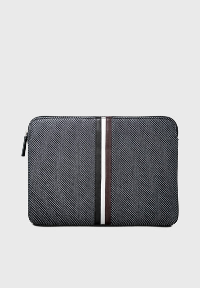 13 inches laptop sleeve in grey and black upcycled fabric
