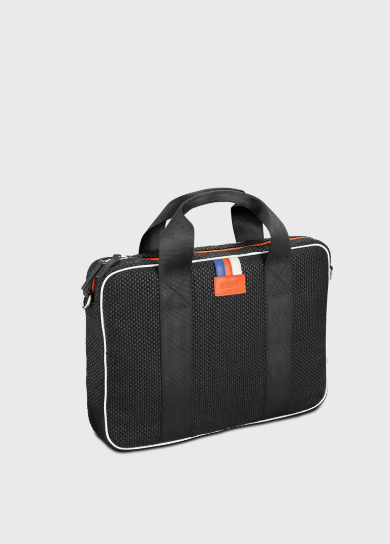 15 inches black woven fabric laptop bag for men Jo