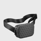 Waist bag in upcycled black patterned automotive fabric