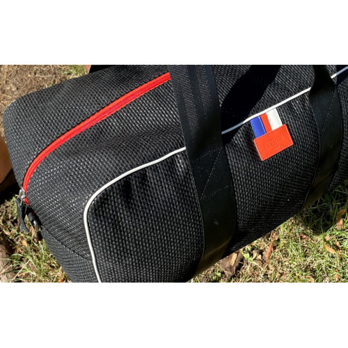 sac week-end écoresponsable durable en tissu automobile recyclé porté main avec deux anses noir