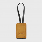 Personalized black and brown leather luggage tag