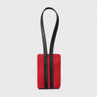 Personalized vintage red and black leather luggage tag
