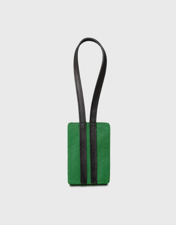 Etiquette bagage cuir luxe vert et noir personnalisée