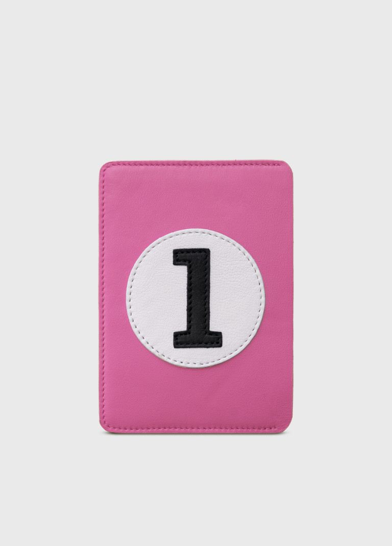 Personalized pink upcycled leather passport cover
