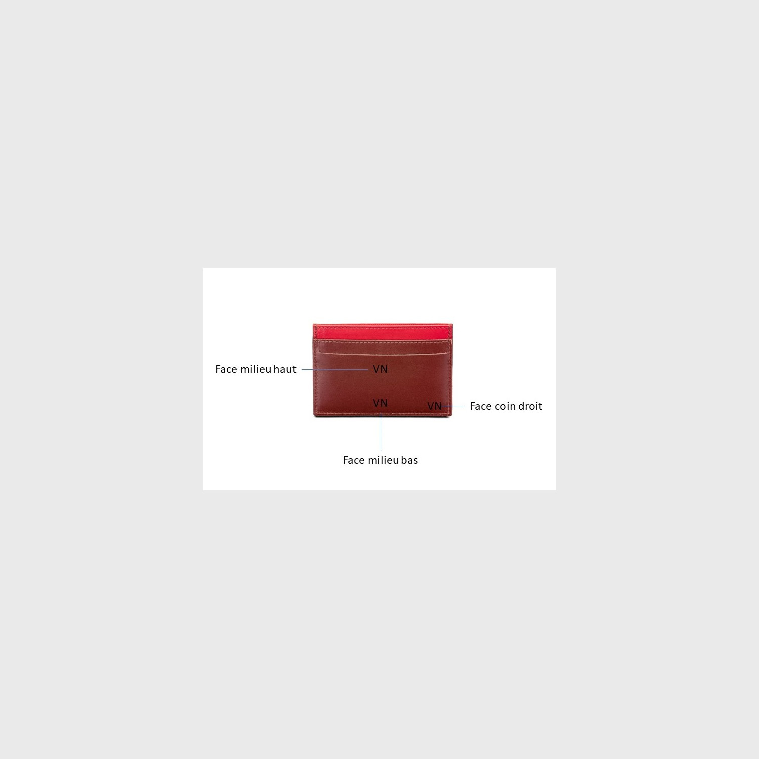 Porte carte homme original en cuir upcyclé auburn et rouge - E2R