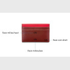 Porte carte homme personnalisé en cuir upcyclé auburn et rouge