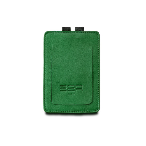 Etiquette bagage cuir luxe vert et noir personnalisée - E2R