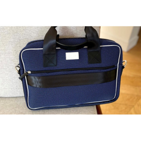 sacoche de bureau sac ordinateur en tissu  recyclé bleu