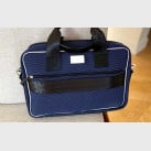 15 inches fabric and leather computer bag blue and white Alberto
