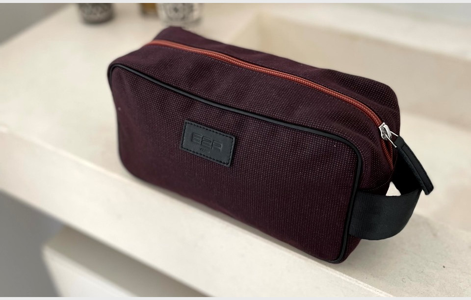 Toiletry bag burgundy fabric and leather number 9 Bobby