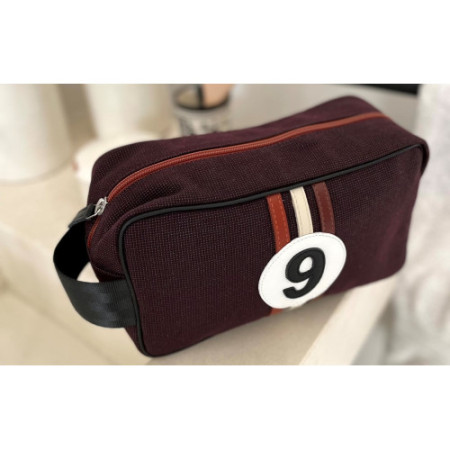 trousse de toilette mode mixte en tissu recyclé bordeaux