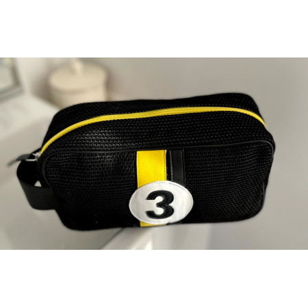 trousse voyage vintage homme en tissu réemployé noir