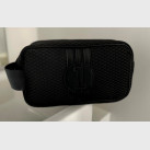 Toiletry bag for man all black canvas and leather