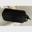 Toiletry bag for man all black canvas and leather