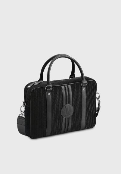 All Black upcycled laptop Bag James AllB1 for man
