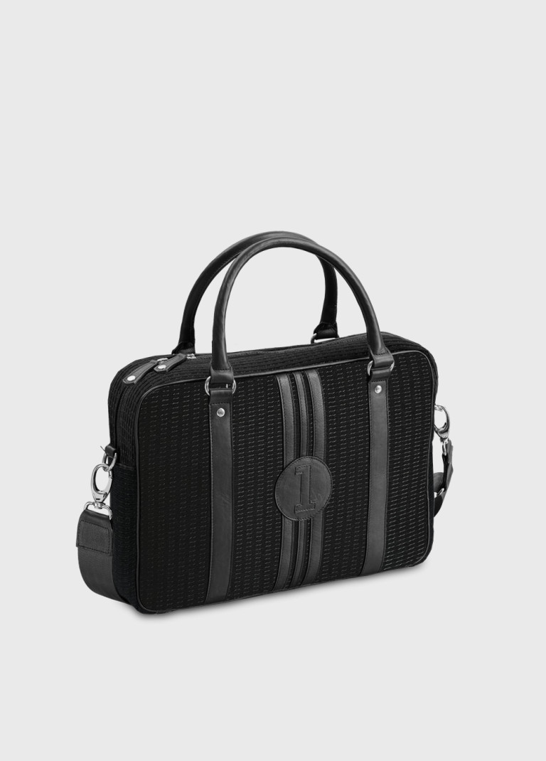 All Black upcycled laptop Bag James AllB1 for man