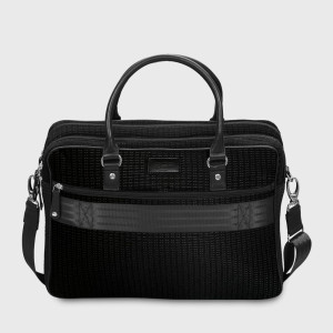 mallette ordinateur noir homme en tissu recyclé 2