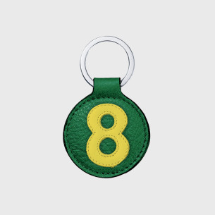 porte cle numero 7 vert jaune en cuir 2