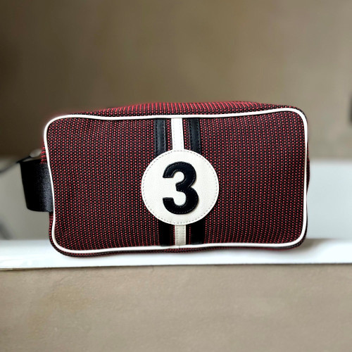 trousse de toilette homme pas cher en tissu upcyclé rouge