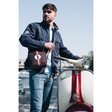 sac bandoulière mode homme en tissu upcyclé bordeaux