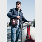 Vintage burgundy shoulder bag for man in upcycled fabric Rino