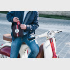 Vintage burgundy shoulder bag for man in upcycled fabric Rino
