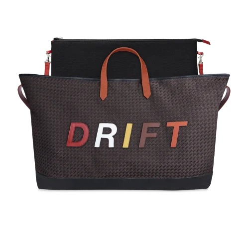 Sac cabas et sa housse ordinateur amovible CARMEN - Motif Rouge, blanc, jaune, marron, orange