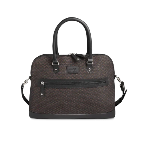 Sac ordinateur Simona - Motif Noir, Marron & Kaki