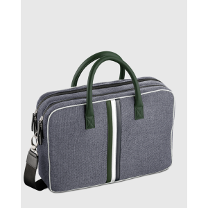 Sac ordinateur 15 pouces en tissu et cuir bleu et vert Enzo - E2R