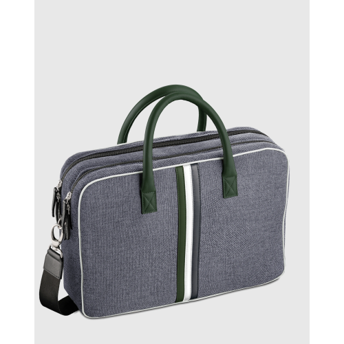 Sac ordinateur 15 pouces en tissu et cuir bleu et vert Enzo - E2R
