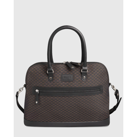 Sac ordinateur Simona - Motif Noir Marron  Kaki