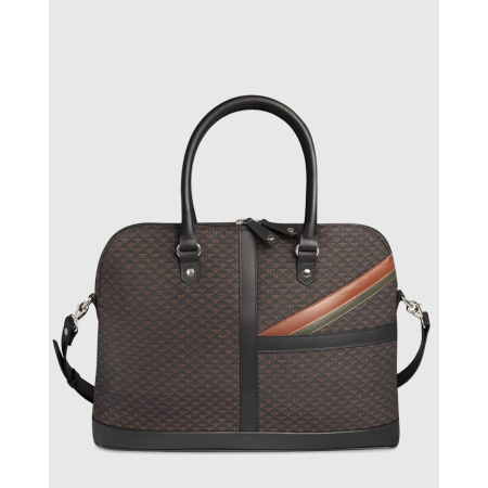 Sac ordinateur Simona - Motif Noir Marron  Kaki