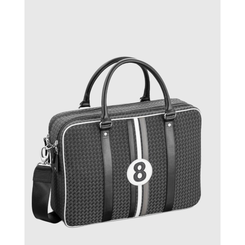 Sac ordinateur homme tissu et cuir gris à motifs William - E2R Paris