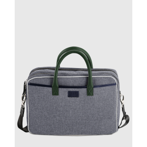 Sac ordinateur 15 pouces en tissu et cuir bleu et vert Enzo - E2R 2