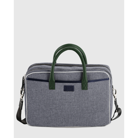 Sac ordinateur 15 pouces en tissu et cuir bleu et vert Enzo - E2R