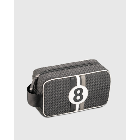 Trousse de toilette homme luxe cuir et tissu bleu et gris Bobby - E2R