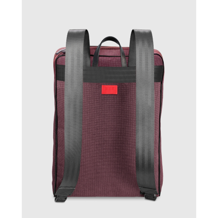 Sac à dos homme tissu déperlant bordeaux upcyclé Harry - E2R