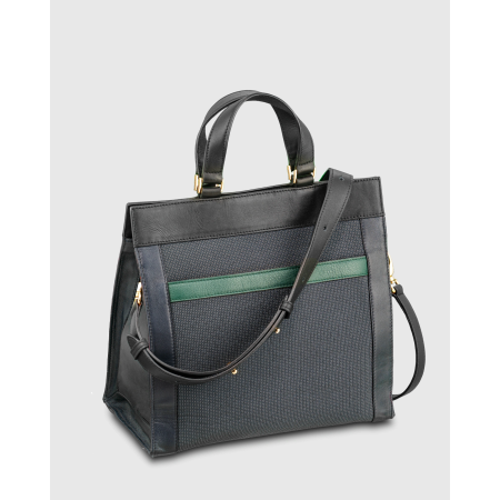 Sac à main femme avec bandoulière tissu bleu et vert Gabi - E2R