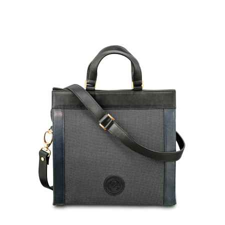 Sac à main femme avec bandoulière tissu bleu et vert Gabi - E2R