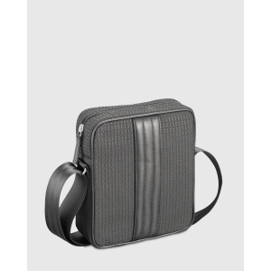 Sac bandoulière homme noir tissu et cuir upcyclés Rino - E2R