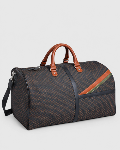 sac de voyage éco-responsable motifs noir marron kaki 2
