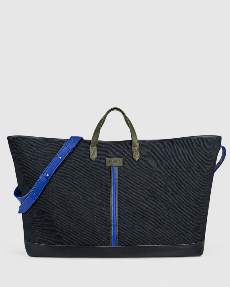 Sac cabas et sa housse ordinateur amovible CARMEN - Motif Bleu, Rouge, Blanc, Kaki, Jaune