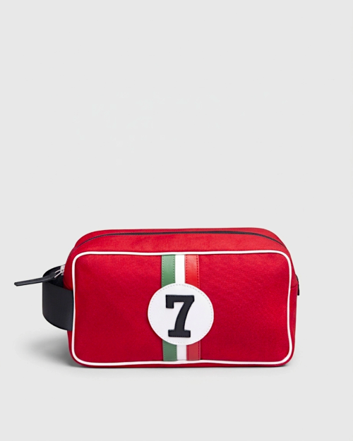 Trousse de toilette en tissu rouge