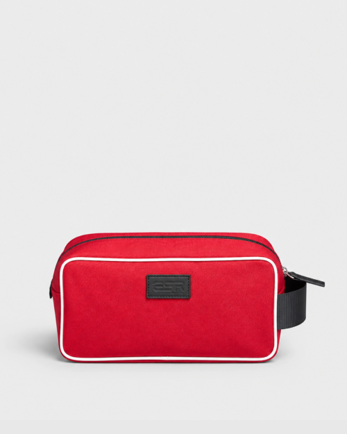 Trousse de toilette en tissu rouge 2